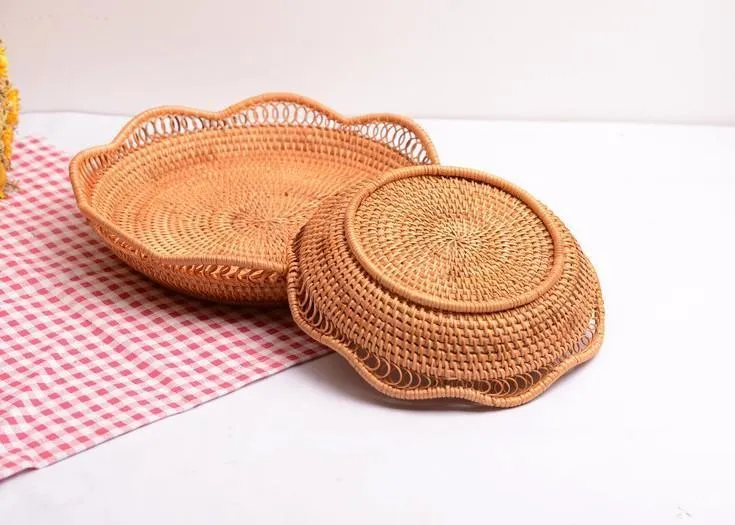 Rattan Storage Basket, Fruit Basket, Woven Round Storage Basket, Kitchen Storage Baskets, Storage Basket for Dining Room