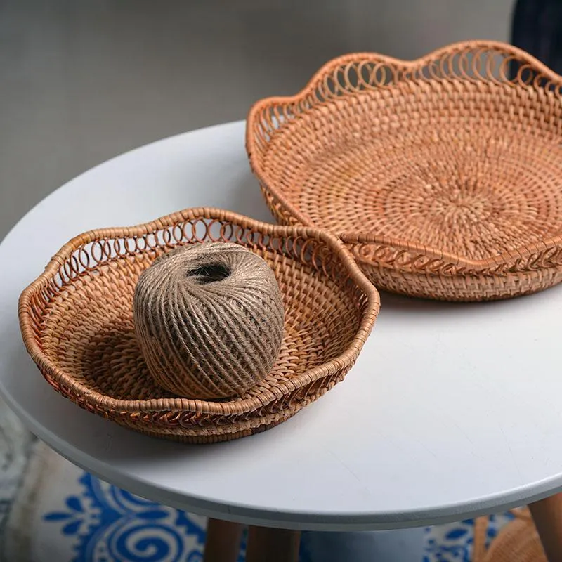 Rattan Storage Basket, Fruit Basket, Woven Round Storage Basket, Kitchen Storage Baskets, Storage Basket for Dining Room