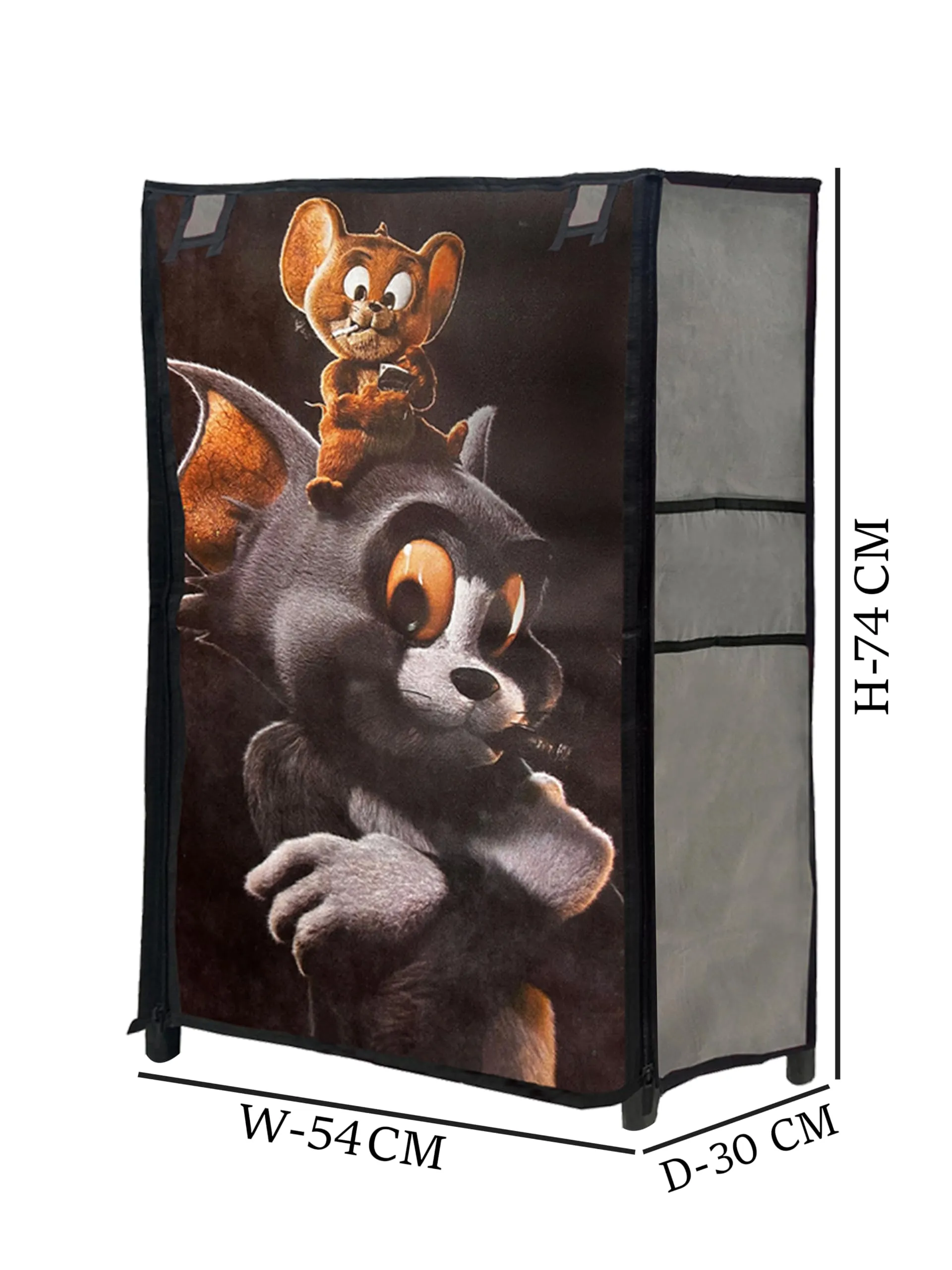 RAXON WORLD Multipurpose Collapsible 4 layer Metal Tom & Jerry Cartoon Printed Shoe Stand, Shoe Organiser for Home & Office (Grey, Metal)