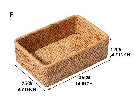 Rectangular Storage Basket for Living Room, Small Kitchen Storage Baskets, Woven Storage Baskets, Rattan Storage Baskets for Shelves