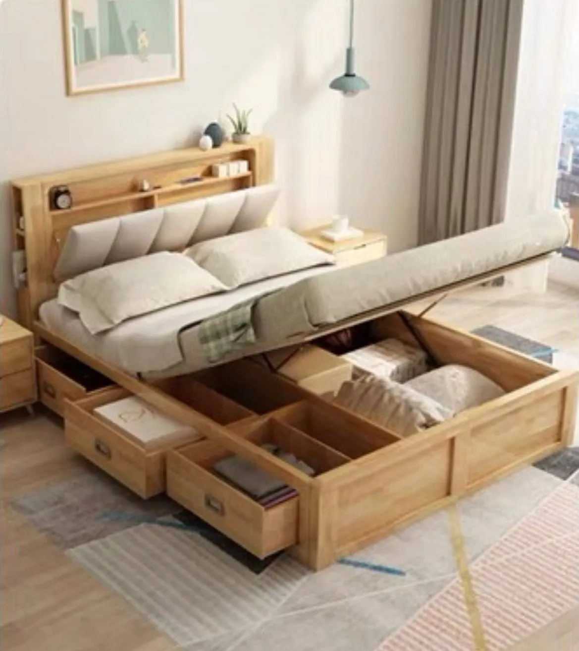 Renco Storage Wooden Bed Frame