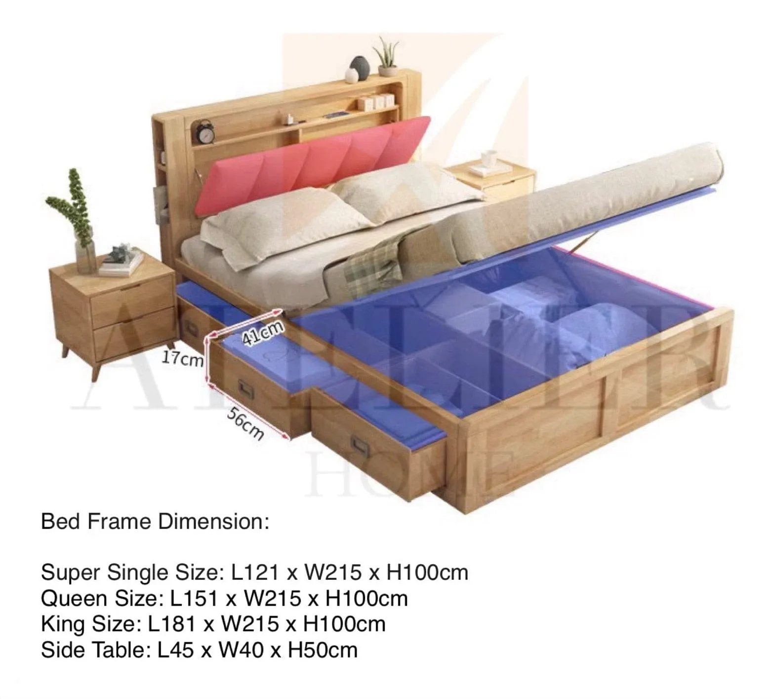 Renco Storage Wooden Bed Frame