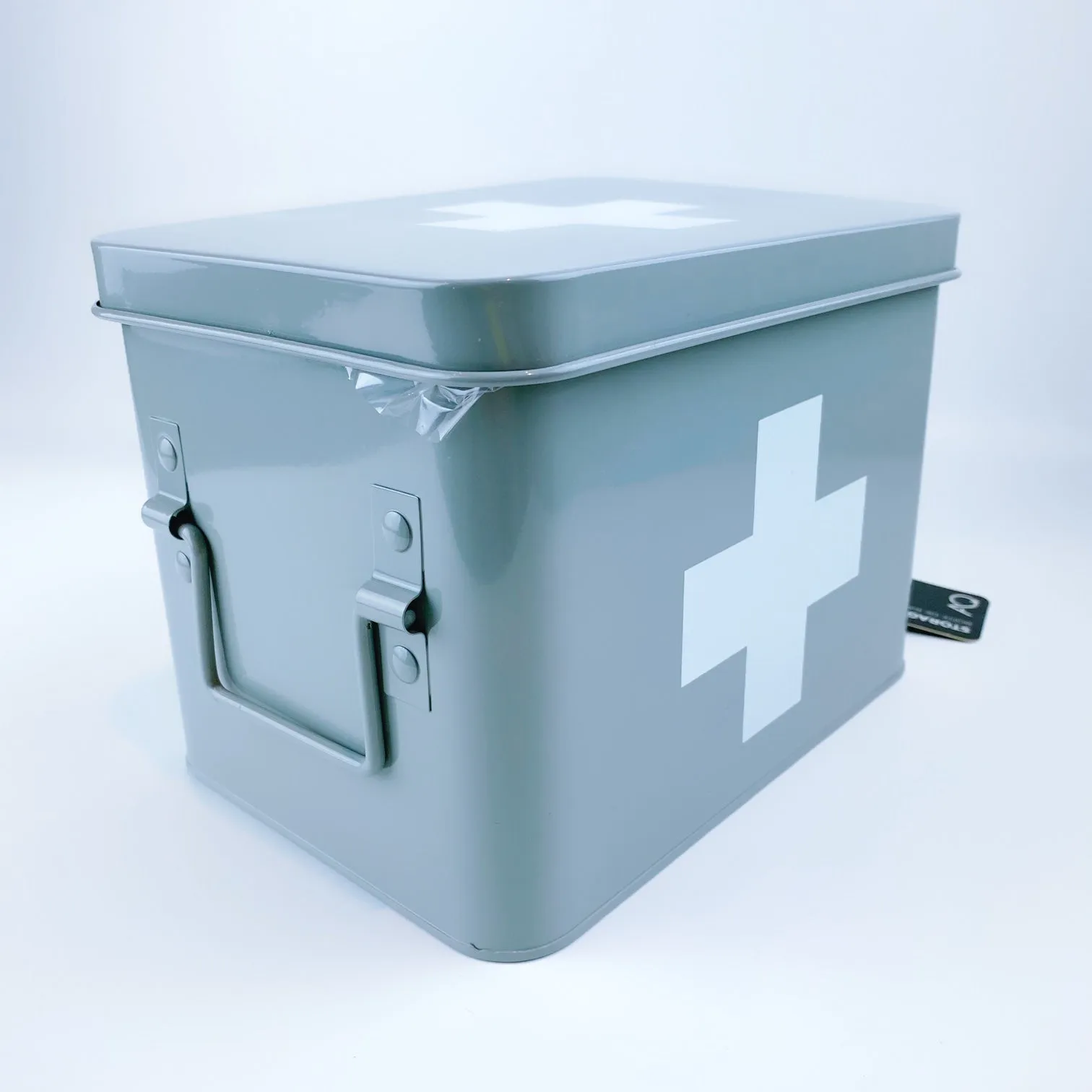 ROBELY sewing First Aid Kit Metal Tin Container Storage Box - Light Grey