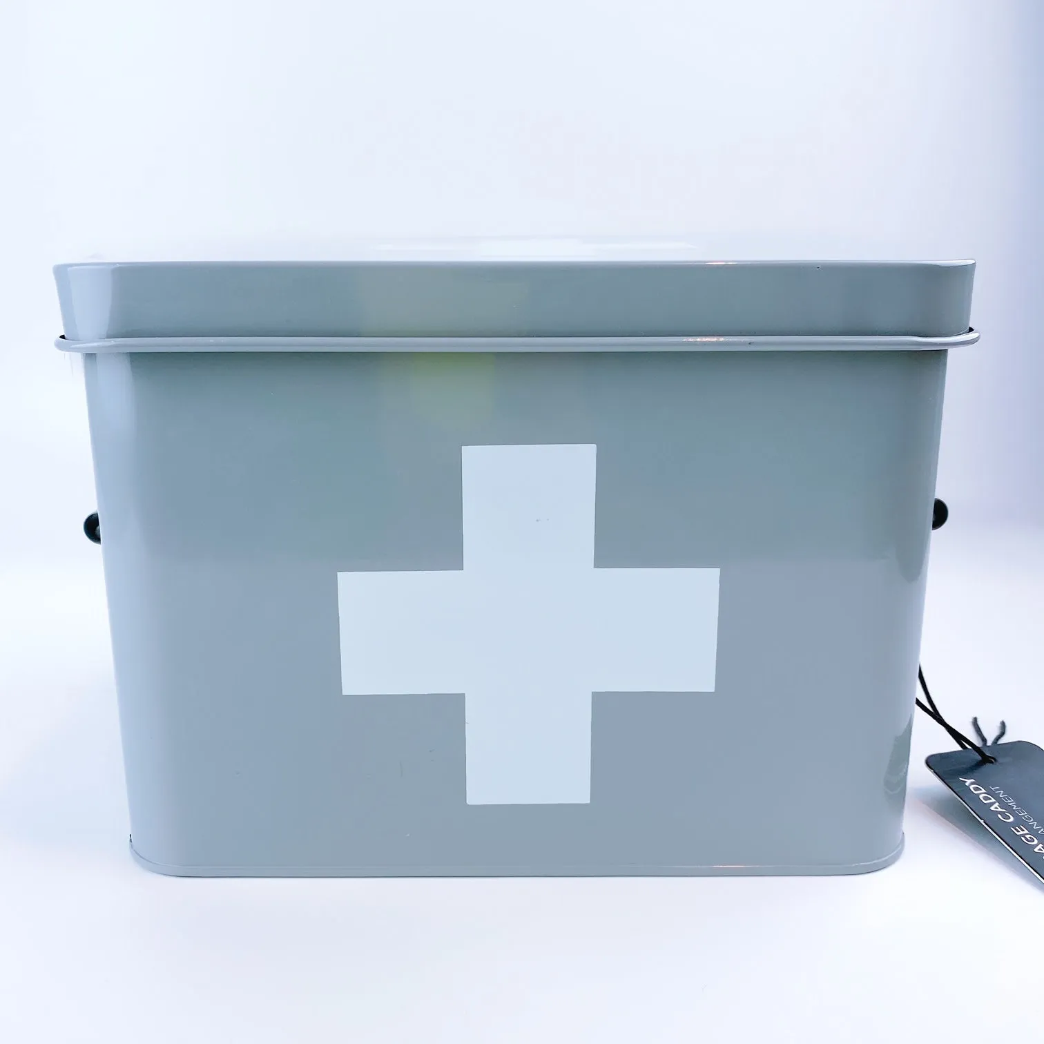 ROBELY sewing First Aid Kit Metal Tin Container Storage Box - Light Grey