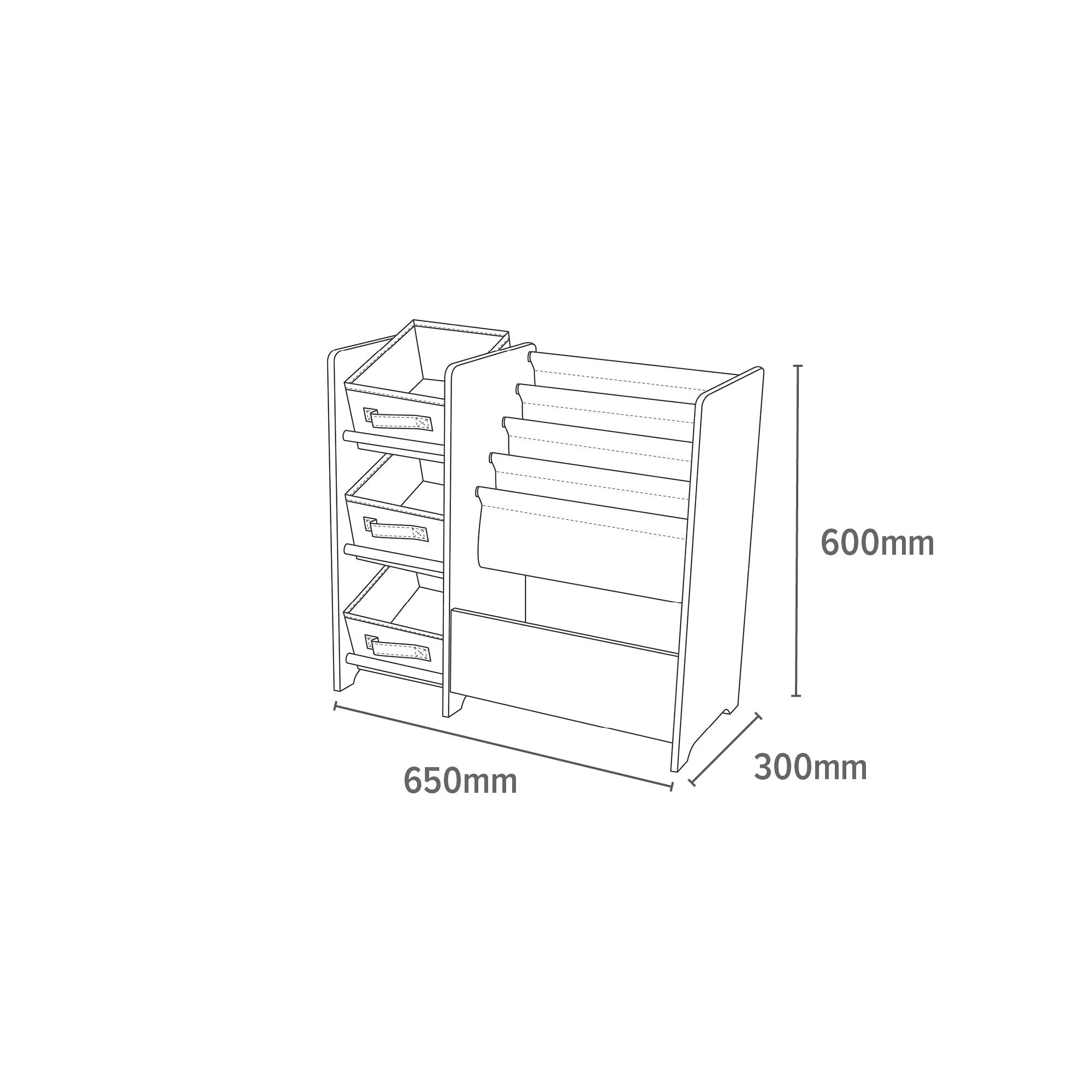 Safari Book Display Unit with Fabric Storage Boxes