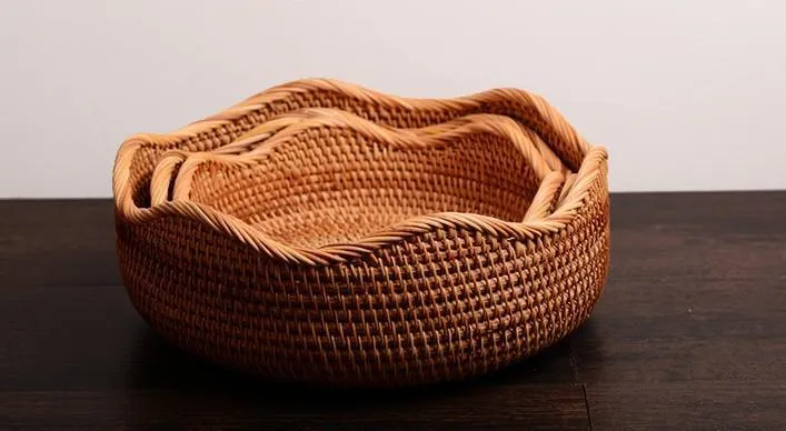 Small Rattan Baskets, Round Storage Basket, Woven Storage Baskets, Kitchen Storage Baskets, Storage Baskets for Shelves