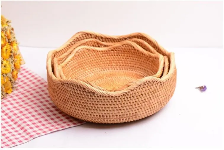 Small Rattan Baskets, Round Storage Basket, Woven Storage Baskets, Kitchen Storage Baskets, Storage Baskets for Shelves