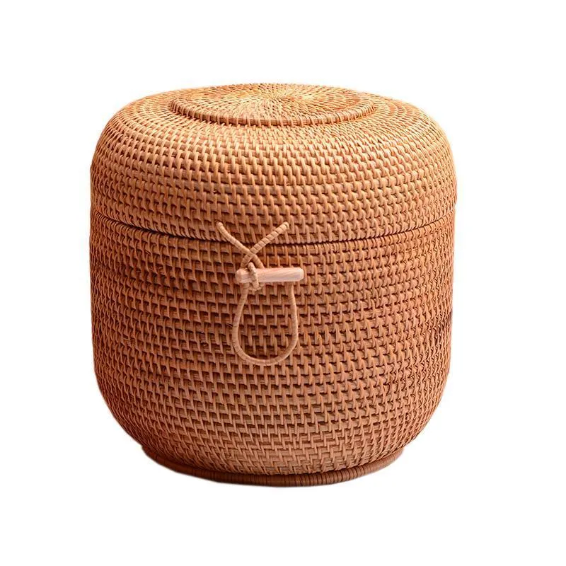 Small Woven Storage Basket, Storage Basket for Dining Room Table, Storage Basket with Lid, Storage Baskets for Kitchen, Rattan Storage Basket