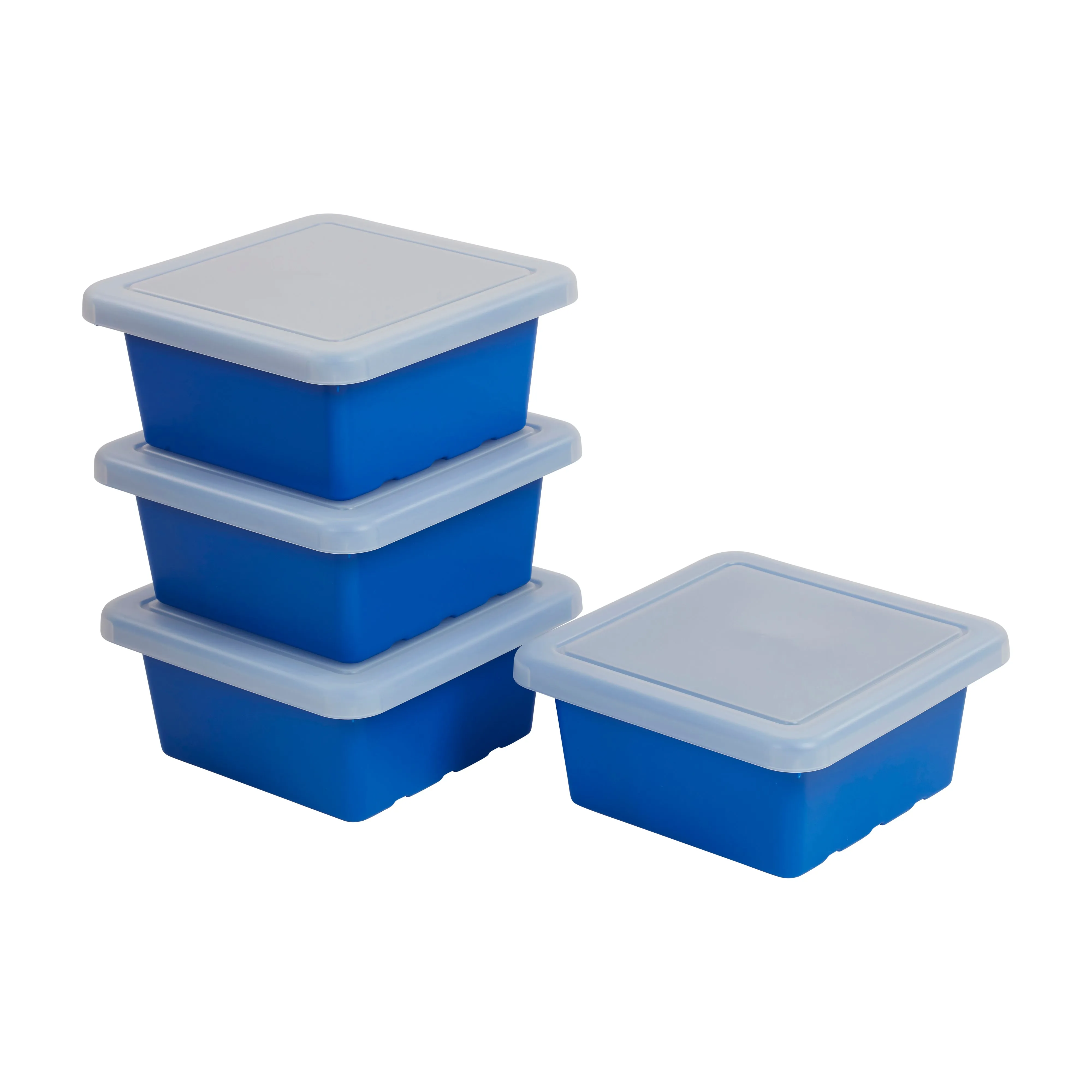 Square Bin with Lid, Storage Containers, 4-Pack