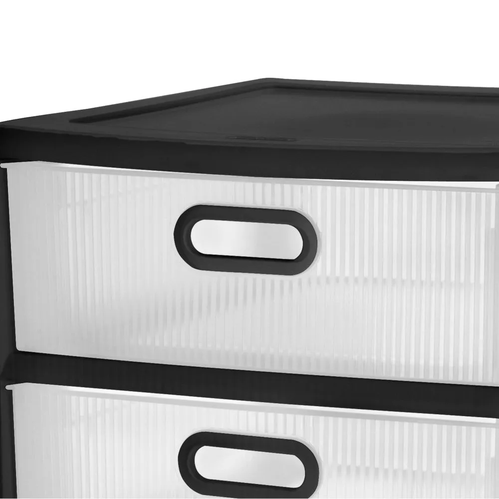 Sterilite Ultra 3 Drawer Storage Cart Black