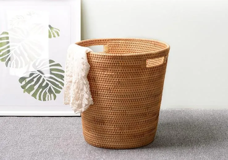 Storage Basket for Bathroom, Large Rattan Storage Basket, Laundry Round Storage Basket, Woven Storage Baskets