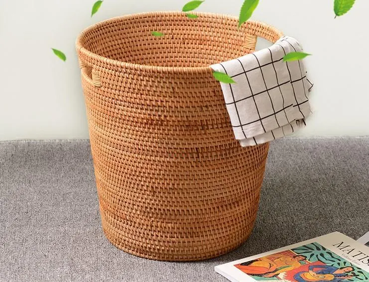 Storage Basket for Bathroom, Large Rattan Storage Basket, Laundry Round Storage Basket, Woven Storage Baskets