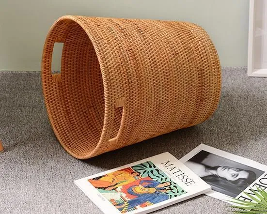 Storage Basket for Bathroom, Large Rattan Storage Basket, Laundry Round Storage Basket, Woven Storage Baskets