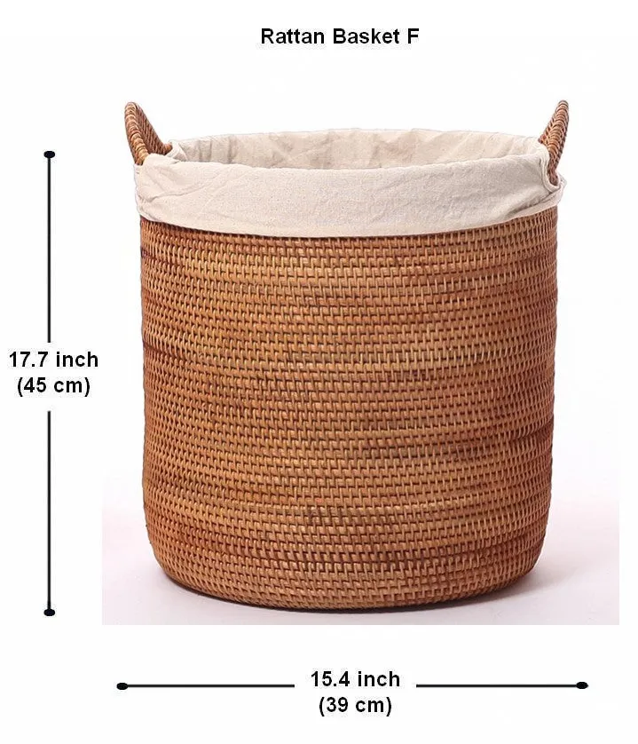 Storage Baskets for Bathroom, Rectangular Storage Baskets, Large Brown Rattan Storage Baskets, Storage Basket with Lid, Storage Baskets for Clothes