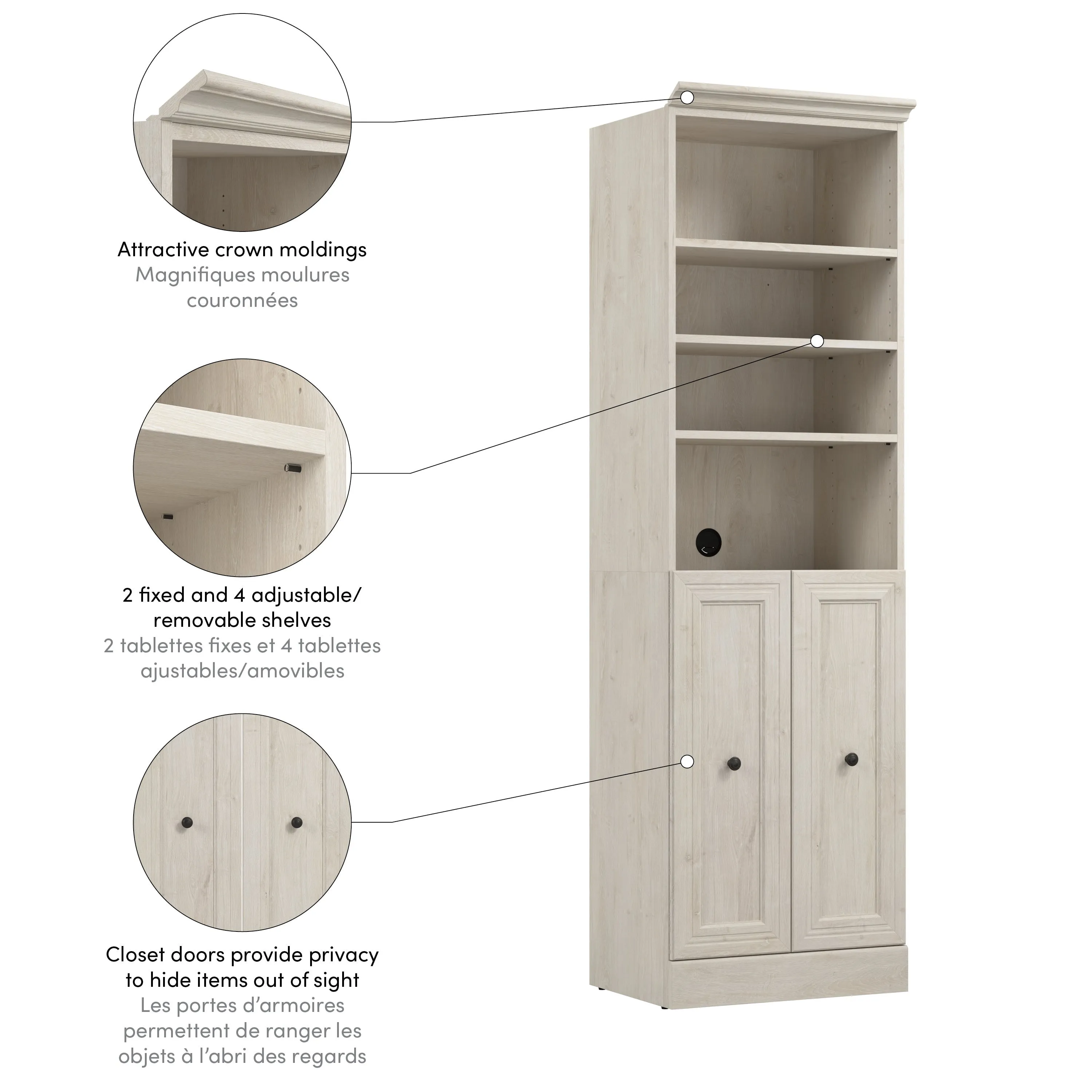 Versatile 25W Closet Organizer with Doors - Available in 2 Colours