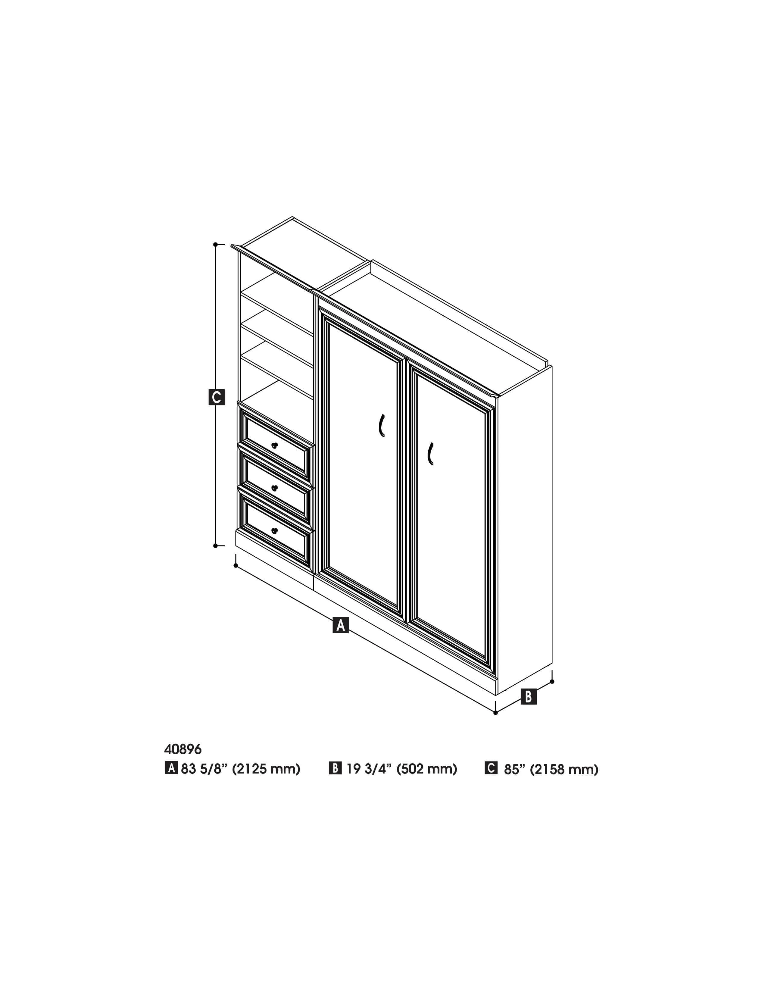 Versatile Full Murphy Wall Bed and 1 Storage Unit with Drawers (84”) - White