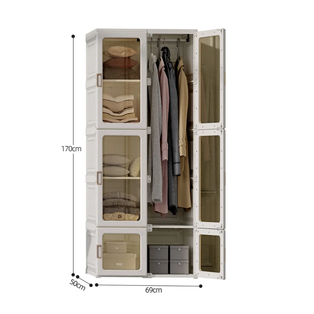 Wardrobe Transparent 2 Door 1 Hanger