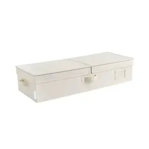 WeThinkStorage 30" x 12" x 6.5" Foldable Under Bed Organizer with Double Folding Ivory