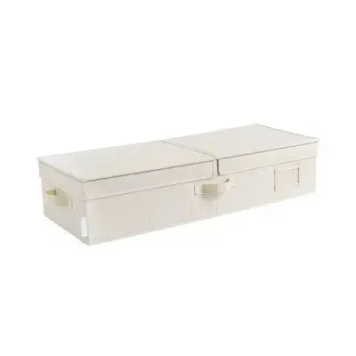 WeThinkStorage 30" x 12" x 6.5" Foldable Under Bed Organizer with Double Folding Ivory