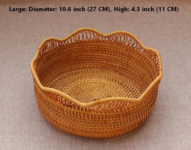 Woven Round Storage Basket, Cute Small Rattan Woven Baskets, Fruit Storage Basket, Storage Baskets for Kitchen