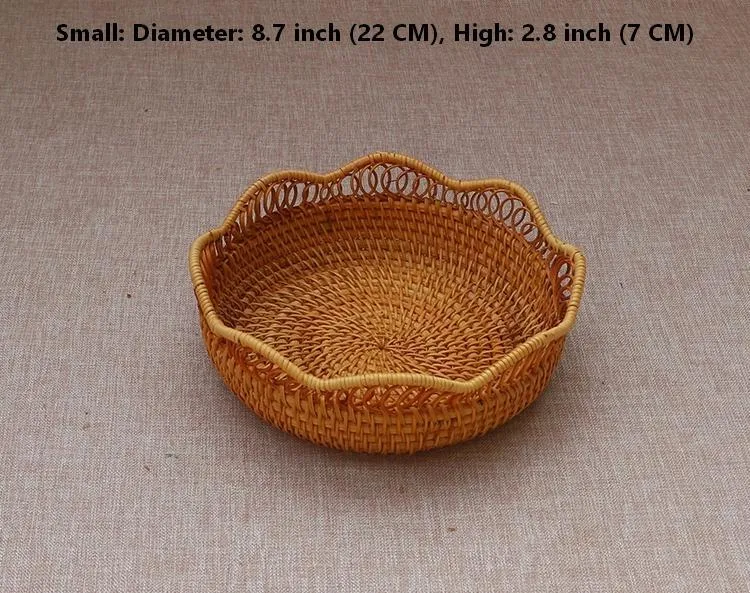 Woven Round Storage Basket, Cute Small Rattan Woven Baskets, Fruit Storage Basket, Storage Baskets for Kitchen