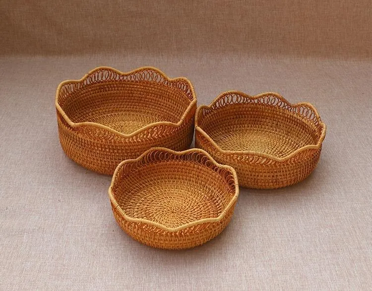 Woven Round Storage Basket, Cute Small Rattan Woven Baskets, Fruit Storage Basket, Storage Baskets for Kitchen