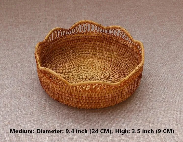 Woven Round Storage Basket, Cute Small Rattan Woven Baskets, Fruit Storage Basket, Storage Baskets for Kitchen