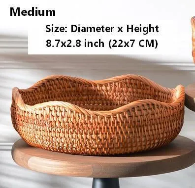 Woven Round Storage Basket, Rattan Storage Basket, Fruit Basket, Storage Baskets for Kitchen