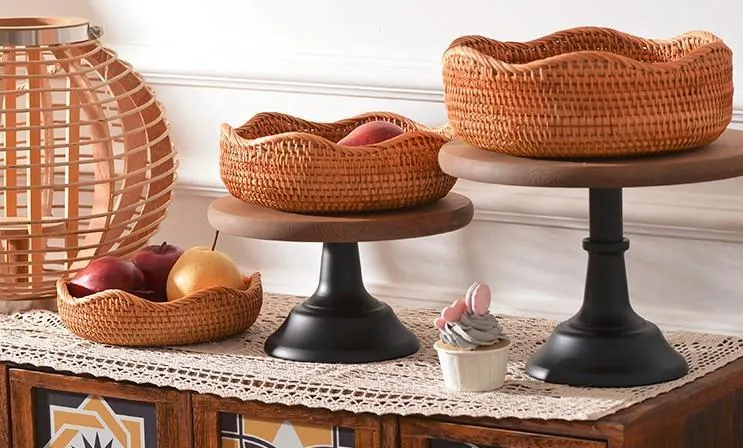 Woven Round Storage Basket, Rattan Storage Basket, Fruit Basket, Storage Baskets for Kitchen