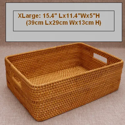 Woven Storage Baskets, Rectangular Storage Baskets, Rattan Storage Basket for Shelves, Kitchen Storage Baskets, Storage Baskets for Bathroom