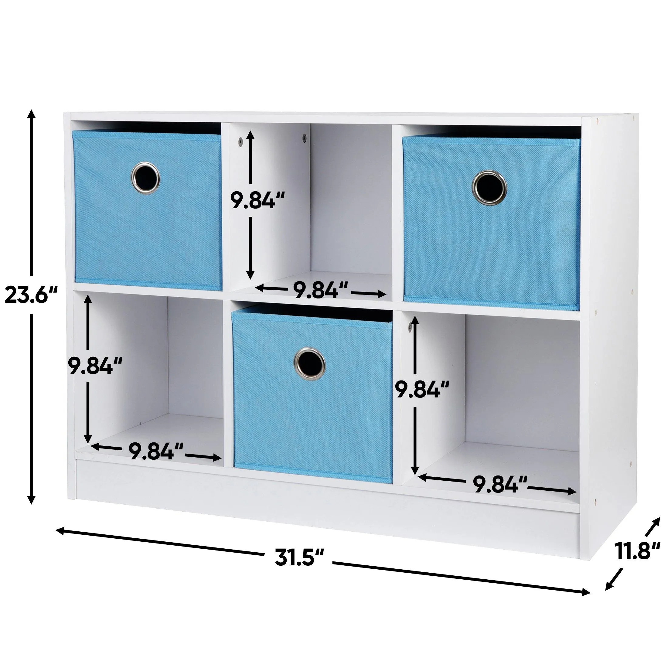 ZENY™ 6 Cubes Storage Cabinet - Wooden Organizer Storage Shelves Bookcase with 3 Non-Woven Drawers