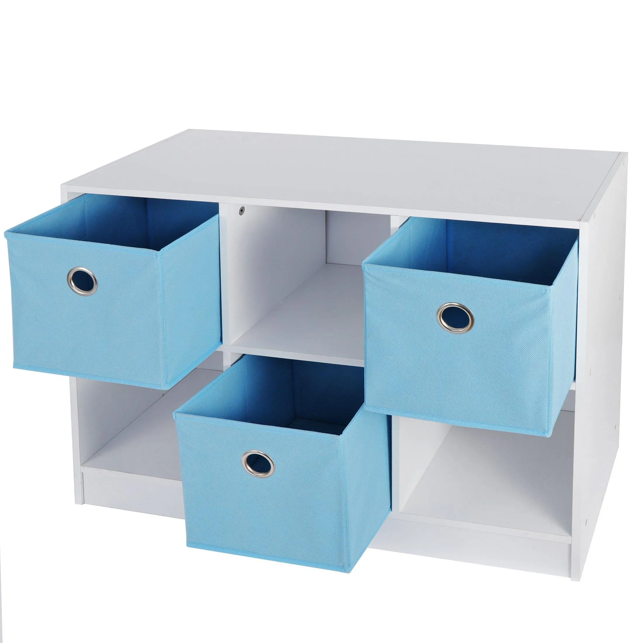 ZENY™ 6 Cubes Storage Cabinet - Wooden Organizer Storage Shelves Bookcase with 3 Non-Woven Drawers